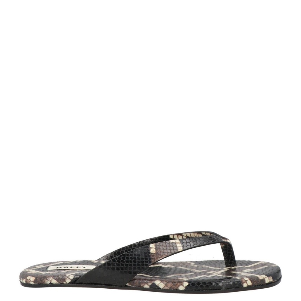 Bally Snakeskin-Print Leather Flip Flops (Women size 10, men size 8)